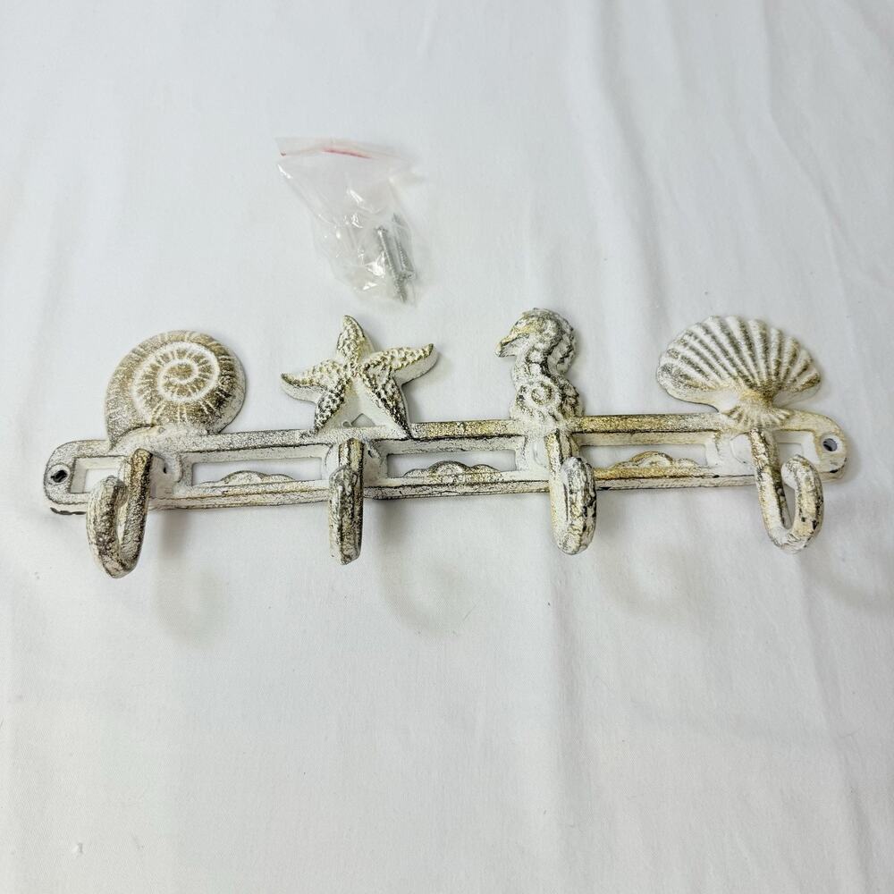 Comfify Cast Iron Ocean Themed 4 Hook Wall Hanger